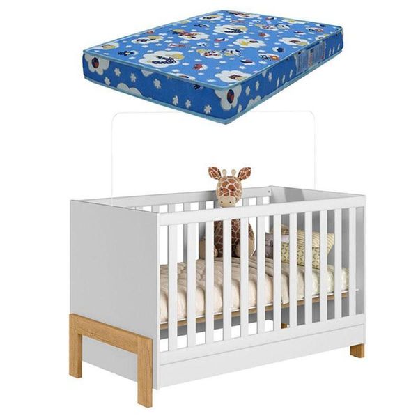 Berço Americano Mini Cama Fantasia 4300 Branco Acetinado Com Colchão Ortobom – Qmovi