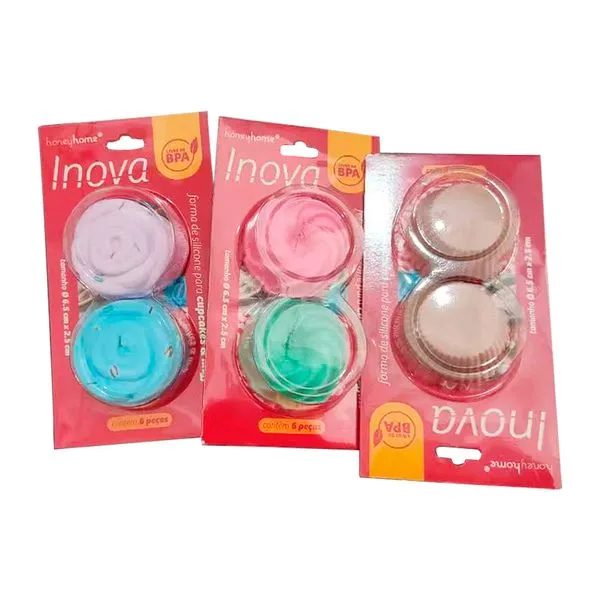 Kit 6 Mini Formas Inova Silicone Sortido 6,5x6,5x2,5cm LM4279INO - honeyhome