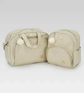 Kit Bolsa/Mochila Ursinho Bege Bege