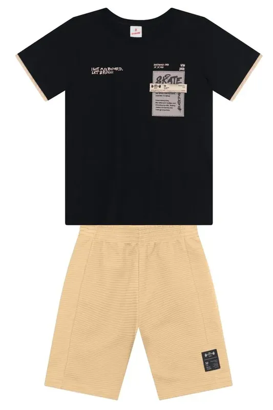 Conjunto infantil menino em malha de skate Brandili -14