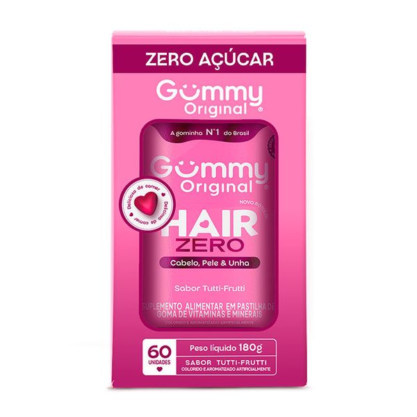 Suplemento Alimentar Gummy Hair Zero Cabelos & Unhas Sabor Tutti-Frutti 60 Gomas