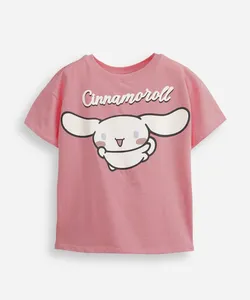 camiseta infantil de algodão cinnamoroll hello kitty com glitter rosa 8