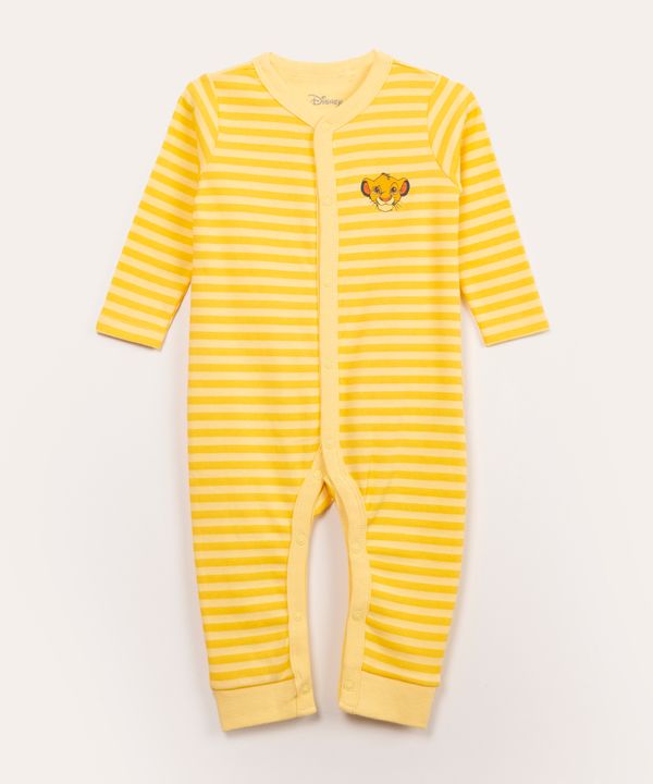 macacão infantil longo rei leão amarelo 3-6