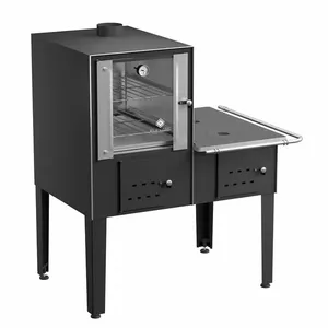 Forno Acoplado a Lenha de Bancada Elevare Industrial Nº 01 Direito 140L com Chapa de Ferro Fundido Preto Forno Acoplado a Lenha de Bancada Elevare Industrial Nº 01 Direito 140L Preto