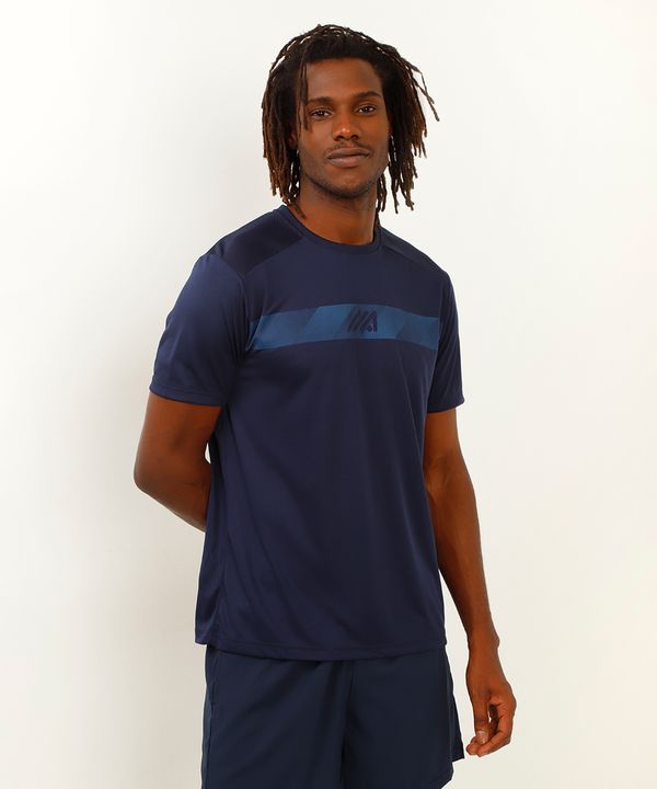 camiseta esportiva manga curta azul marinho G