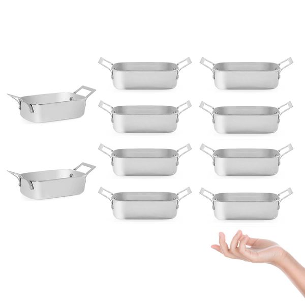 Travessa Mini 440ml Alça Inox Couvert Servir Entradas Buffet 10un