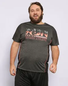 Camiseta Esportiva Plus Size Masculina Estampa Frontal Cinza G1