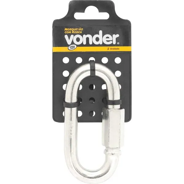 Mosquetão Reto com Rosca Cartela 9,53mm 3/8" 550kg - VONDER