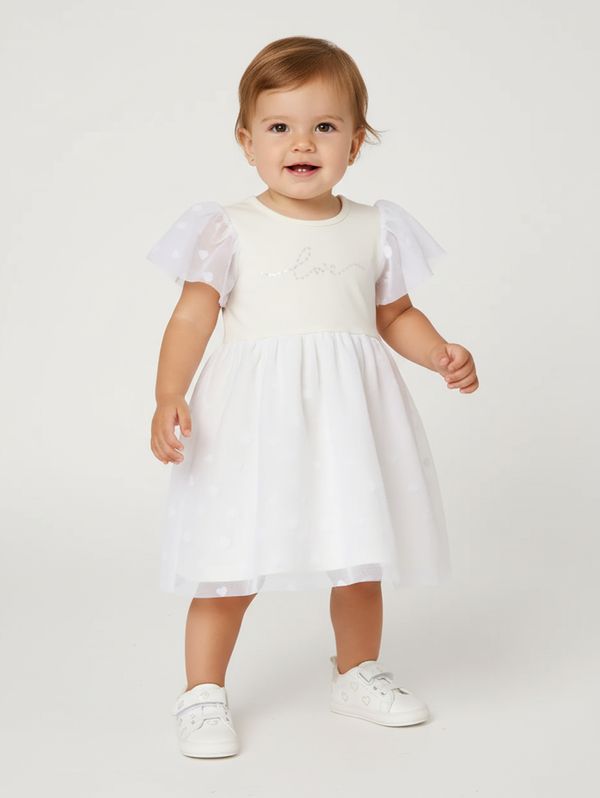 Vestido Cotton Com Tule Infantil Para Menina - NATURAL 2