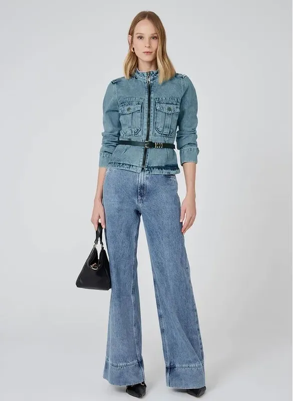 Jaqueta Jeans Peplum Dudalina Feminina 38