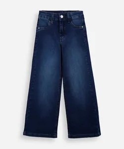 calça wide leg infantil jeans azul 12