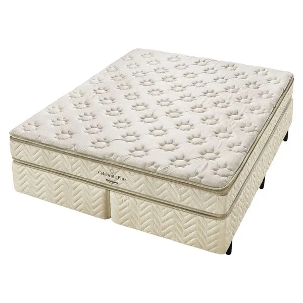 Conjunto Box Queen Espuma D33 Minaspuma Celebrate Plus Double Face 158x198x65cm