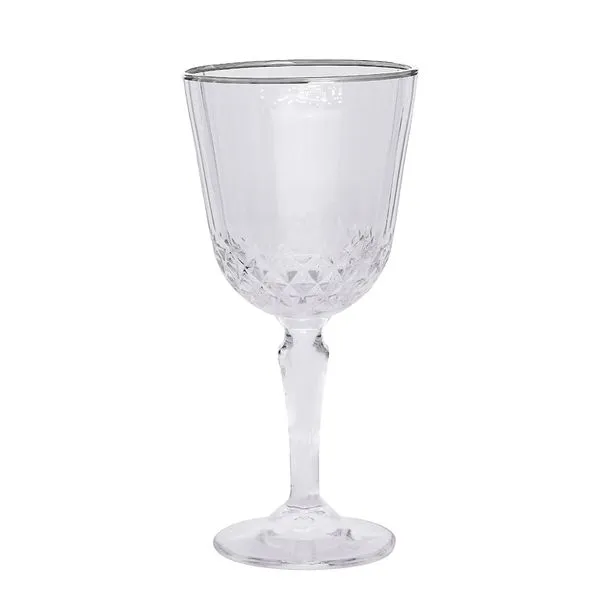 Jogo de Taças Classic Borda Prata Vidro 300ml 6 Peças - Casambiente