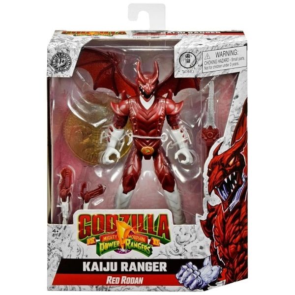 Godzilla VS Power Rangers - Boneco kaiju Ranger Rodan Vermelho 15 Cm + Acessórios - Sunny