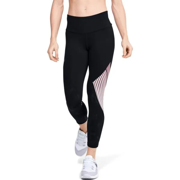 Legging de Treino Feminina Under Armour RUSH Embossed Shine Graphic Crop P Preto