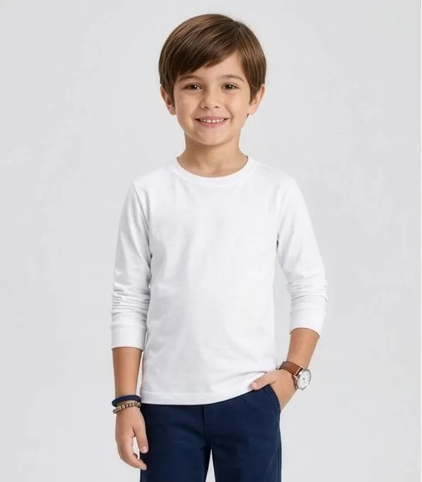 Camiseta Manga Longa Básica Rovitex Kids Branco 12