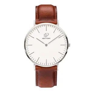 Relógio Feminino Pulseira De Couro New Port Minimalista 40mm