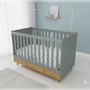 Berço 2 em 1 Ternura Plus com Colchão Herval Baby Encanto Bartira Azul Wood