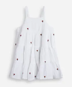 vestido infantil de algodão bordado floral off white 3