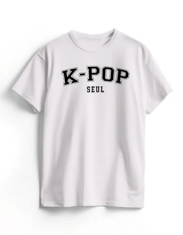 Camiseta Algodão Branca K-Pop College 6 / Branco