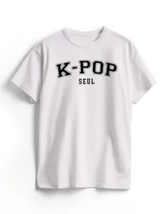 Camiseta Algodão Branca K-Pop College 6 / Branco