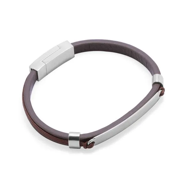 Pulseira Camillo de Couro Marrom Personalizável Marrom GG