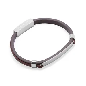Pulseira Camillo de Couro Marrom Personalizável Marrom M