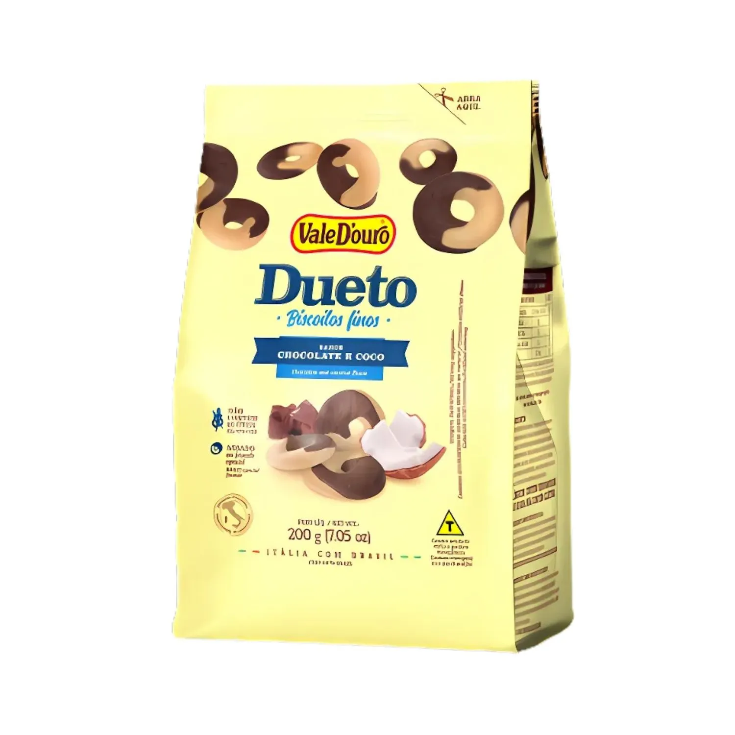 Biscoito Dueto Coco Com Chocolate Sem Glúten - Vale D´Ouro 200g