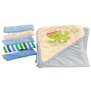 Toalha Para Bebê Cutie Baby Com Capuz E 5 Panos De Boca Azul 1411599A (MP)