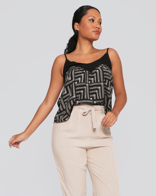 Blusa Feminina Alcinha Com Estampa Geométrica Preta G