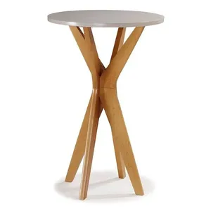 Mesa Bistrô Alta Summer de Madeira Redonda com Tampo de Vidro 67CM Preto Itacadeiras Mesa Bistrô Alta Summer Madeira Redonda 67CM Preto Itacadeiras
