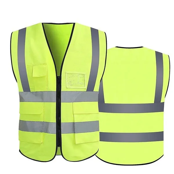 Colete Faixa Sinalizador Refletivo Segurança Trabalho Epi Blusao Fluorescente Obra Bolsos