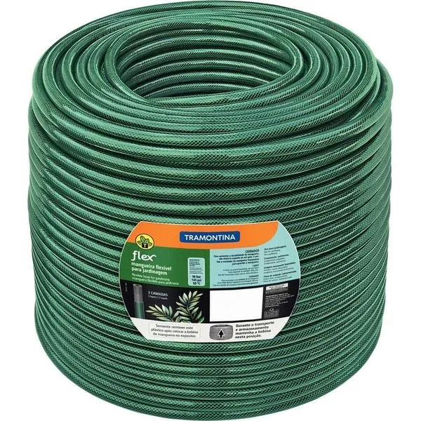 Mangueira Tramontina 3/4 100 Metros Verde Pvc Para Jardinagem Uso Doméstico E Profissional
