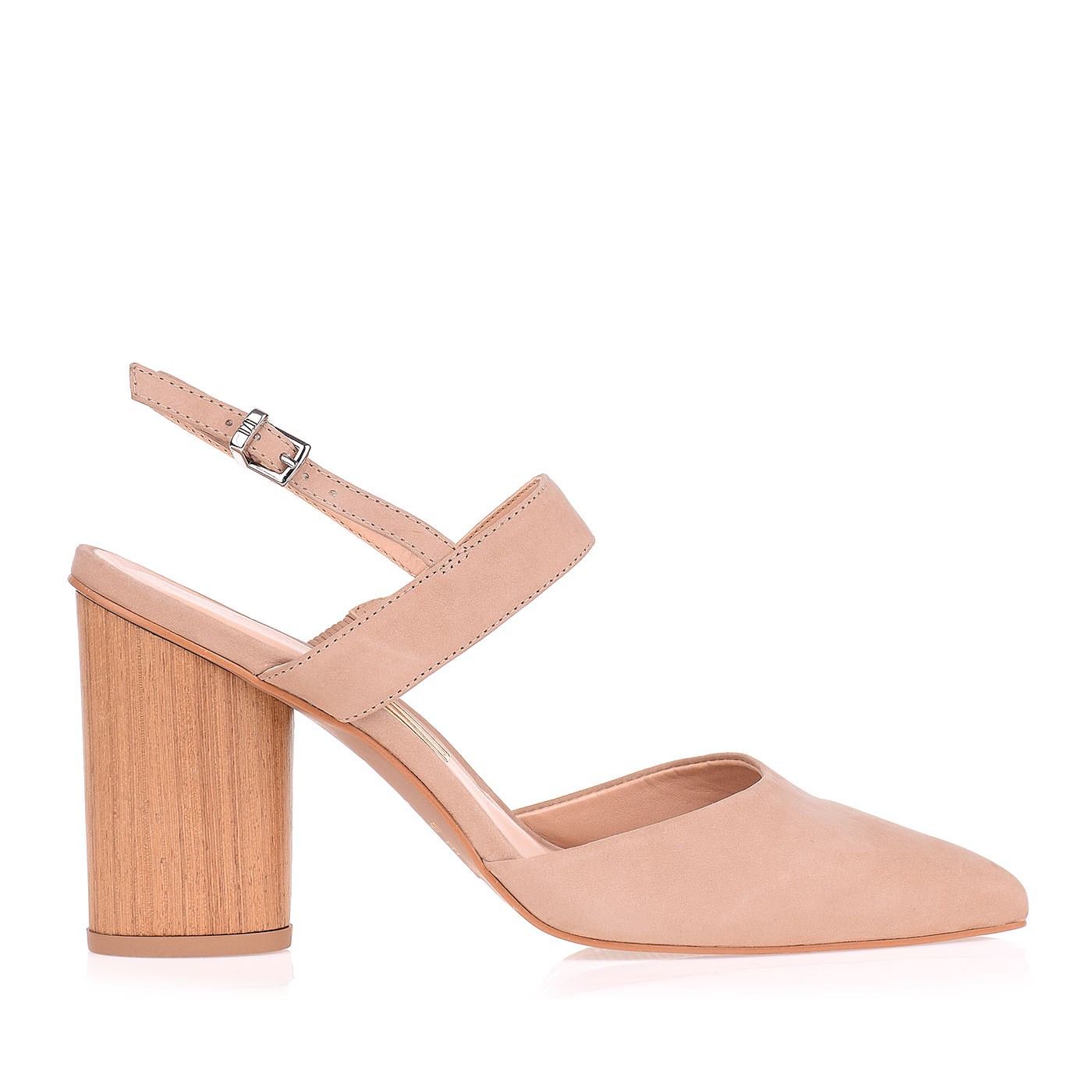 Slingback Salto Médio Nobuck Nude