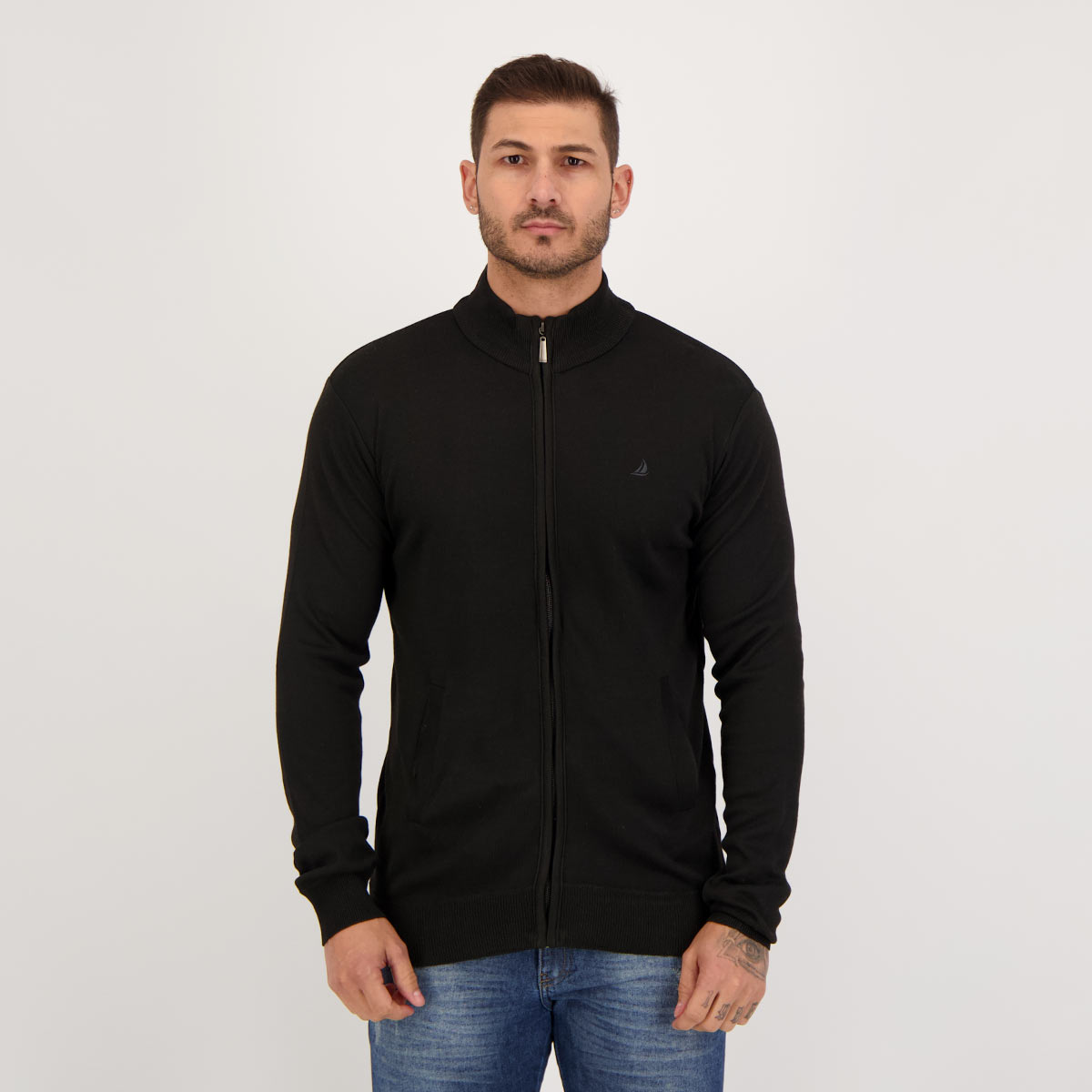 Suéter Balboa Smooth e Zipper Preto
