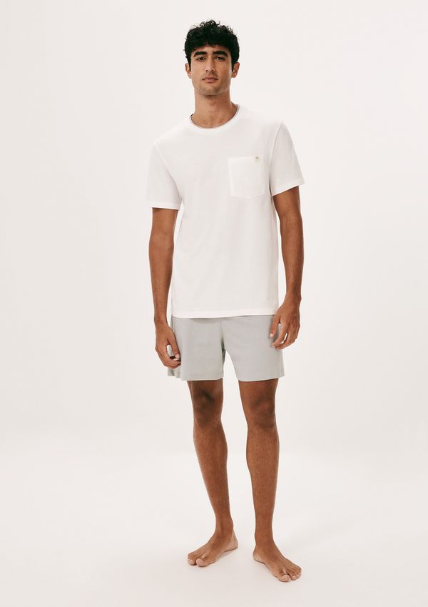 Pijama Curto Masculino Com Bolso - Off white P