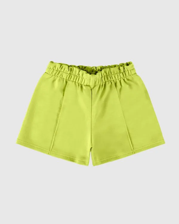 Shorts Infantil Menina Clochard Recorte Frontal Em Moletinho Malwee Kids Verde - 8