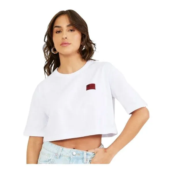 Camisa Cropped Feminina Flamengo Braziline Fervor Branco P (MP)