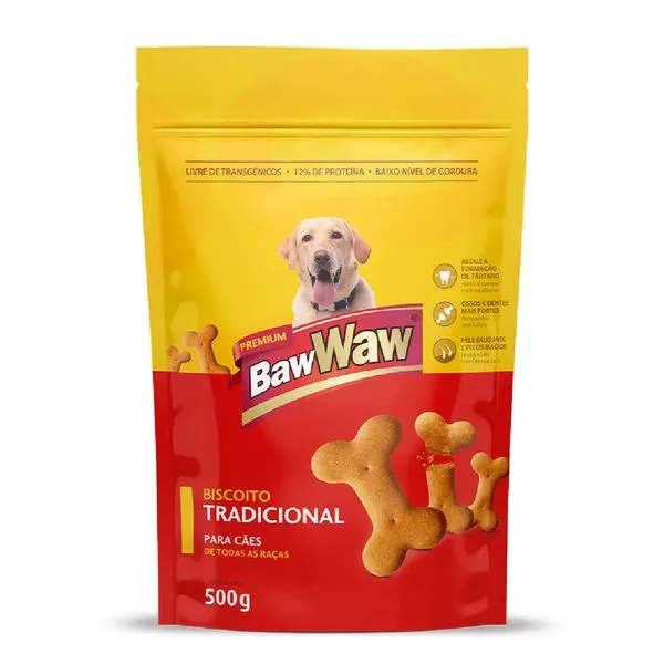 Biscoito Baw Waw Para Cães Tradicional 500g