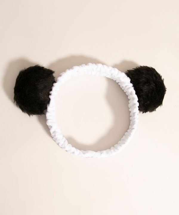 faixa de cabelo com orelhas de panda branca Único