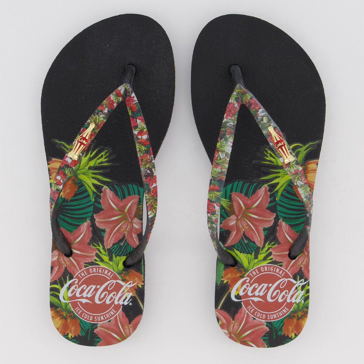 Chinelo Coca Cola Tropical Forest Feminino Preto