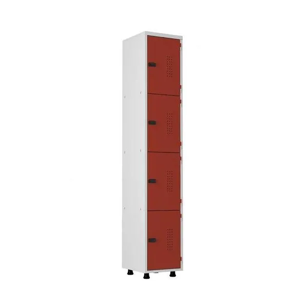 Armário Roupeiro Aço 4 Portas Academia Guarda Volume Ea701 Vermelho