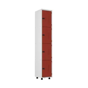 Armário Roupeiro Aço 4 Portas Academia Guarda Volume Ea701 Vermelho