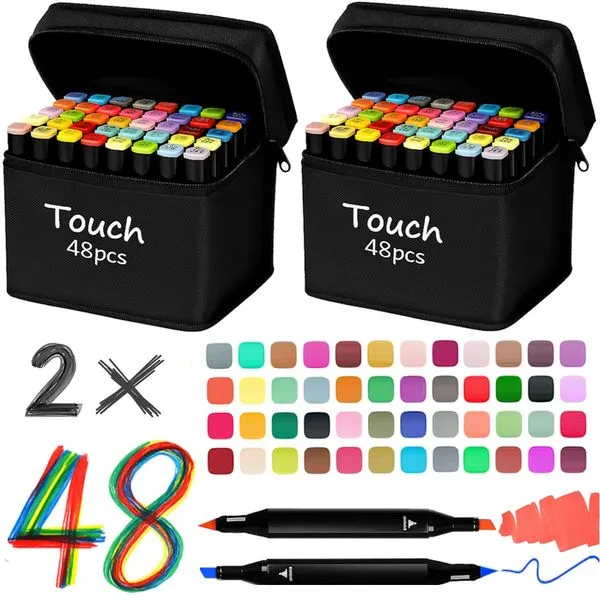 2 Malas de Pintura 96 Canetinhas Coloridas Infantil Desenho