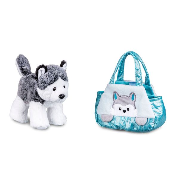Pelúcia com Acessórios - Cutie Handbags - Husky - Azul - 15 Cm - Multikids