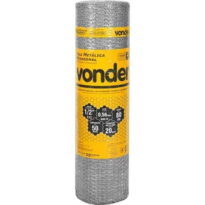 Tela Metálica Hexagonal Malha 1/2" 24 BWG x 0,8m 50 metros Viveiro VONDER