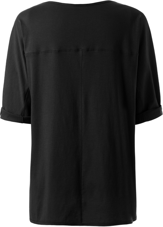 Blusa De Mangas Curtas Em Jersei De Algodão - Preto M