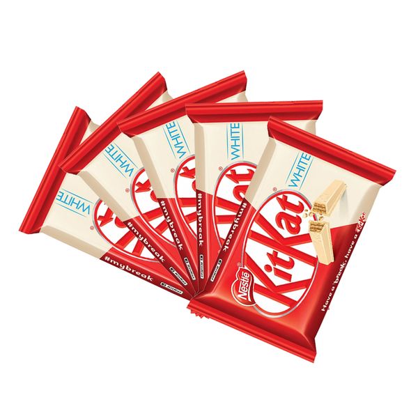 Kit 5 Barras de Chocolate Kit Kat 4 Fingers Branco 41,5g