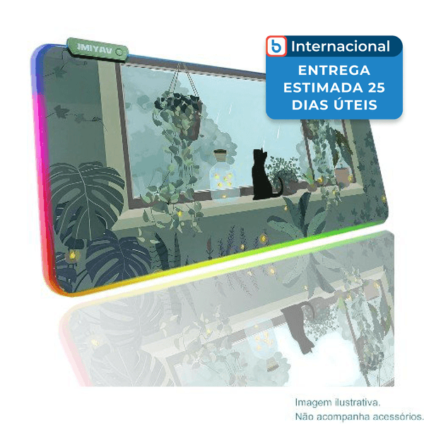 Mousepad Gamer Jmiyav Kitty 80X30 RGB Verde A-MBI