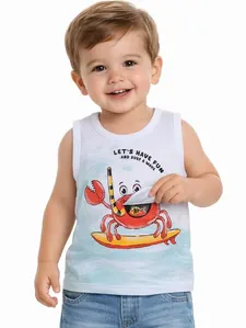 Camiseta Regata Estampada Infantil Para Menino- BRANCO 2
